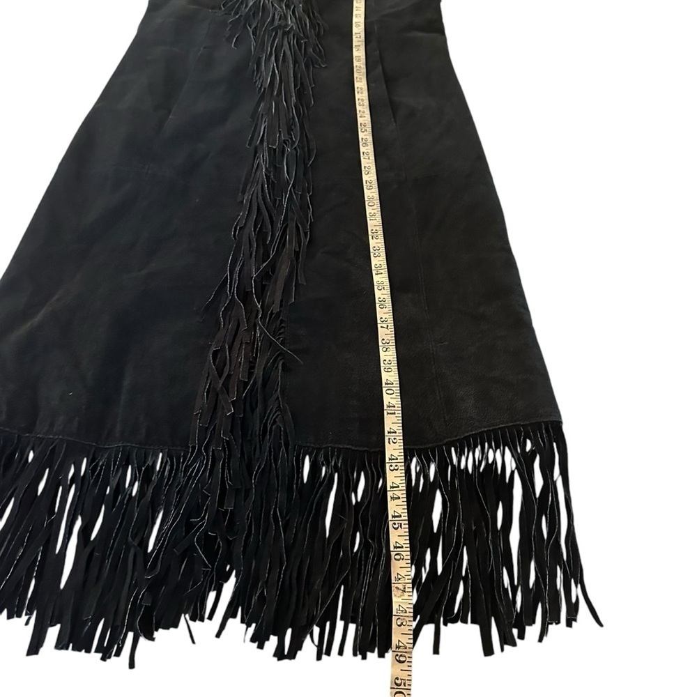 VTG B Lucid Black Suede Fringe Duster Jacket XS Boho Festival Coat - Picture 14 of 16